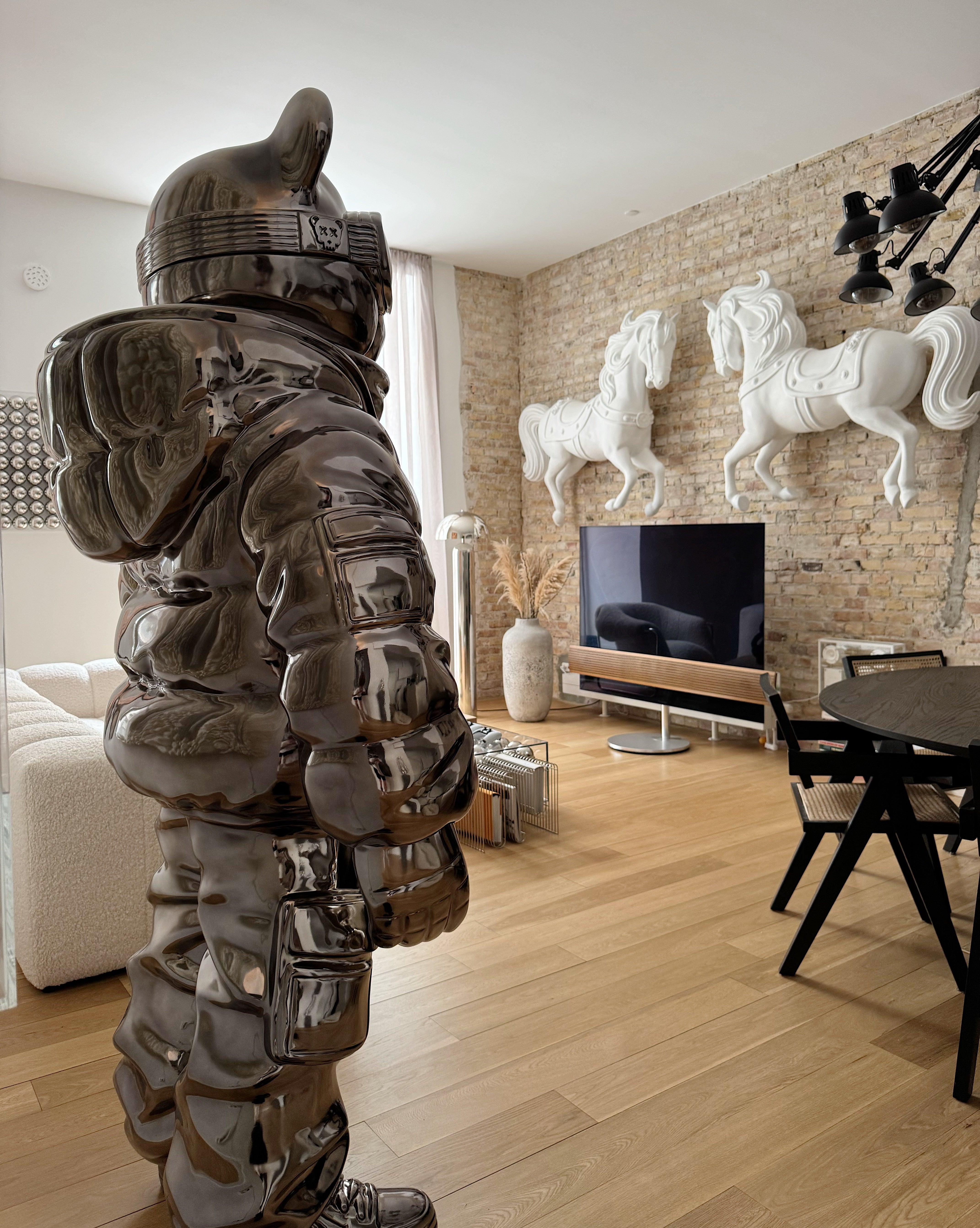 Dark Chrome Astrobear Sculpture, 200cm