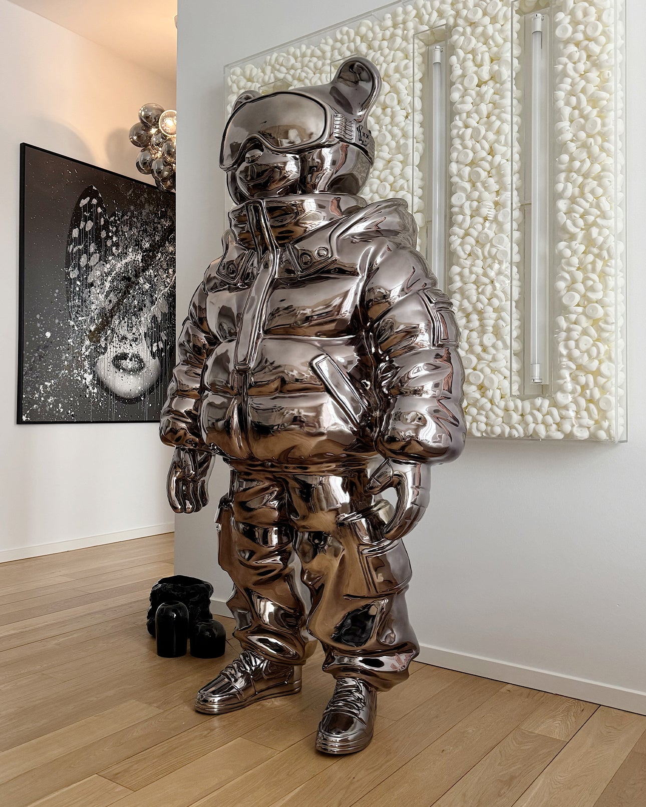 Dark Chrome Astrobear Sculpture, 200cm