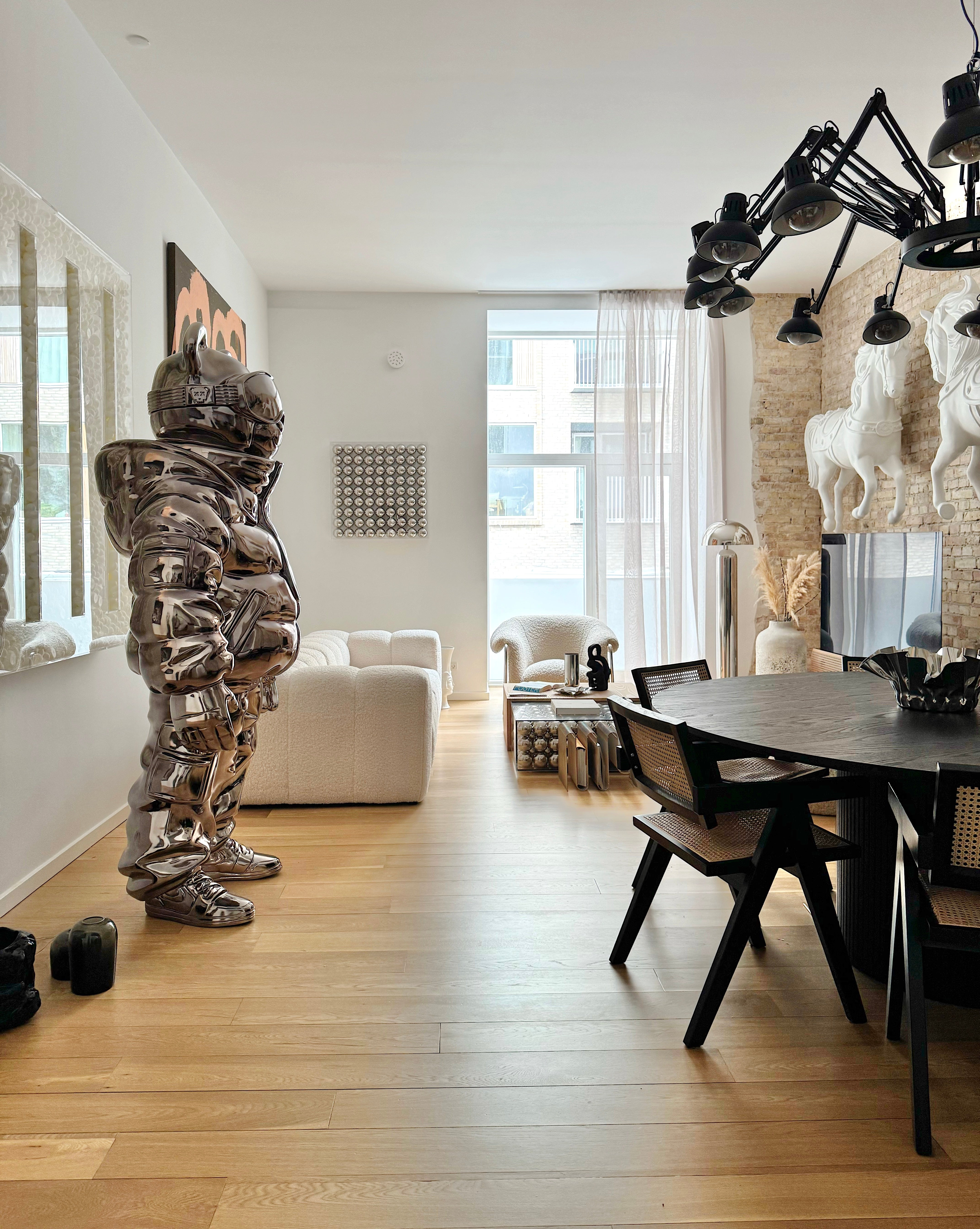 Dark Chrome Astrobear Sculpture, 200cm