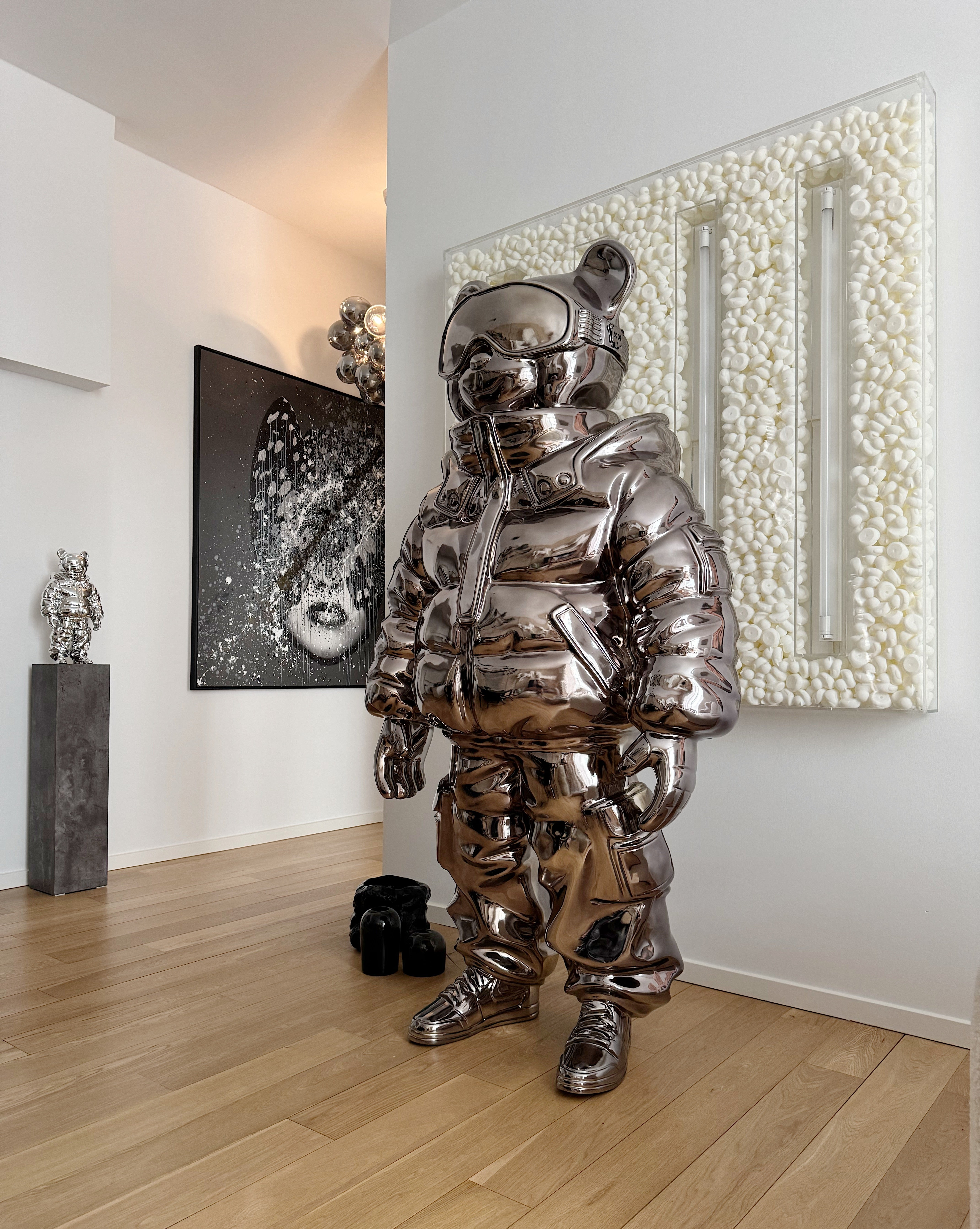 Dark Chrome Astrobear Sculpture, 200cm