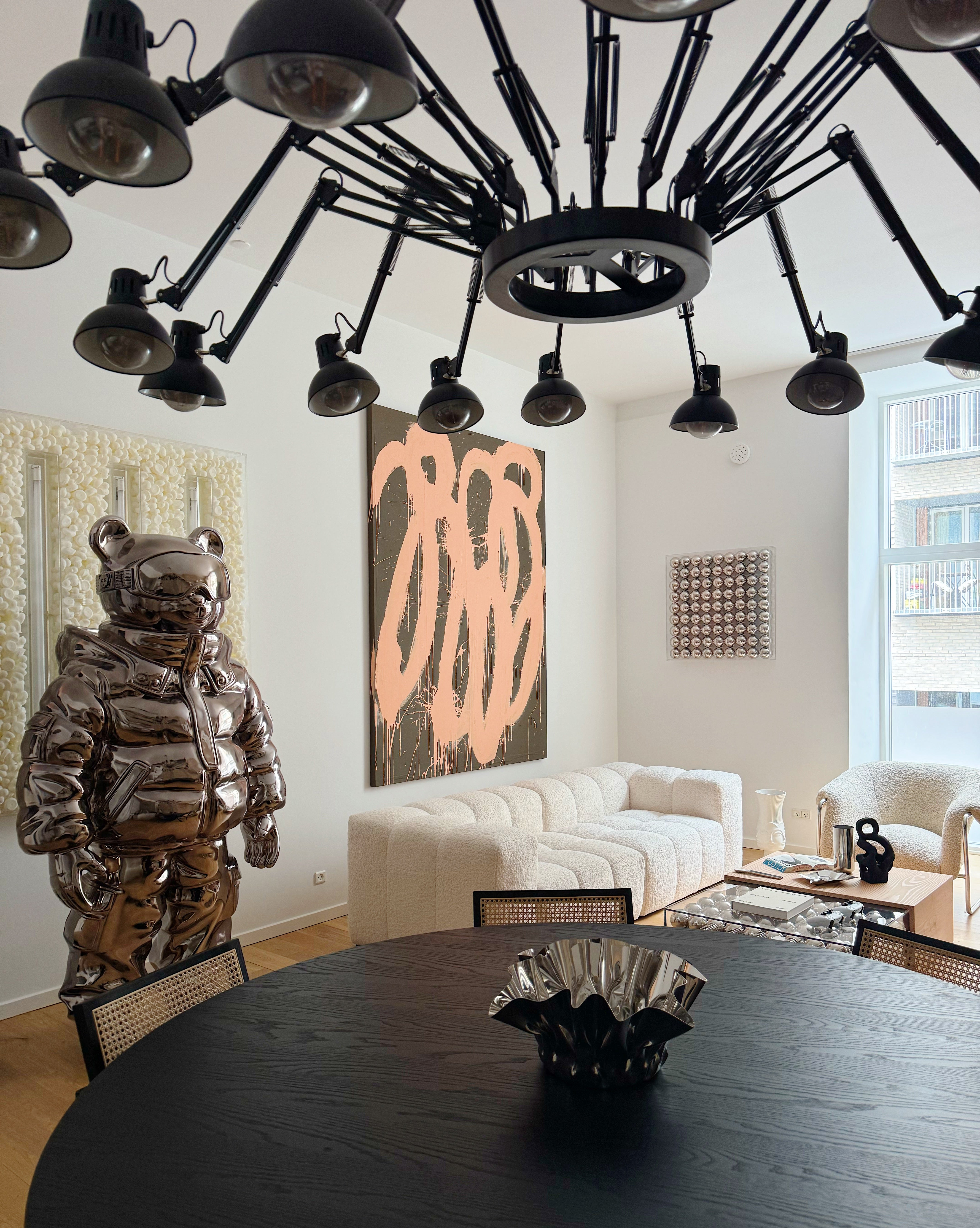 Dark Chrome Astrobear Sculpture, 200cm
