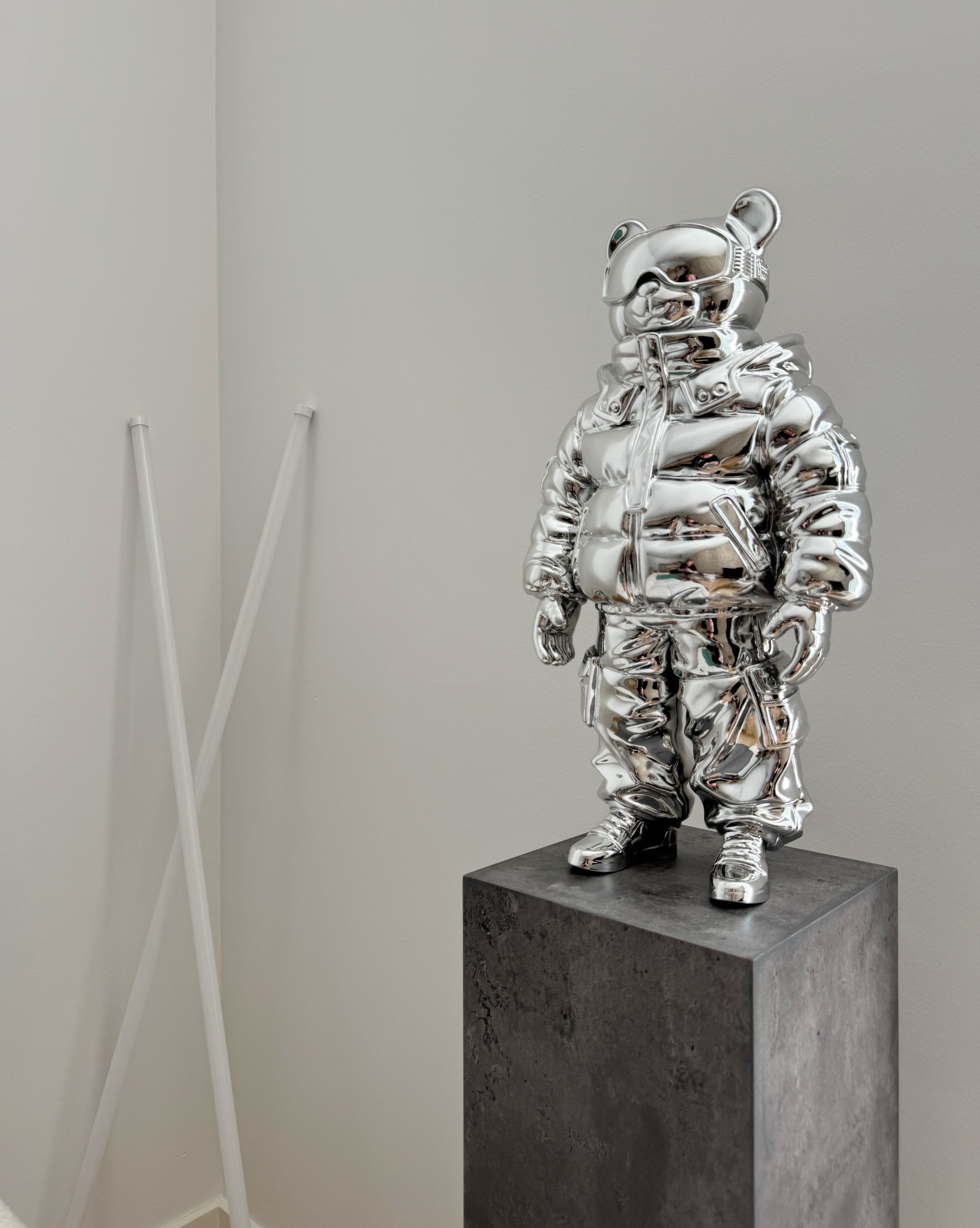 Chrome Astrobear Sculpture, 50cm