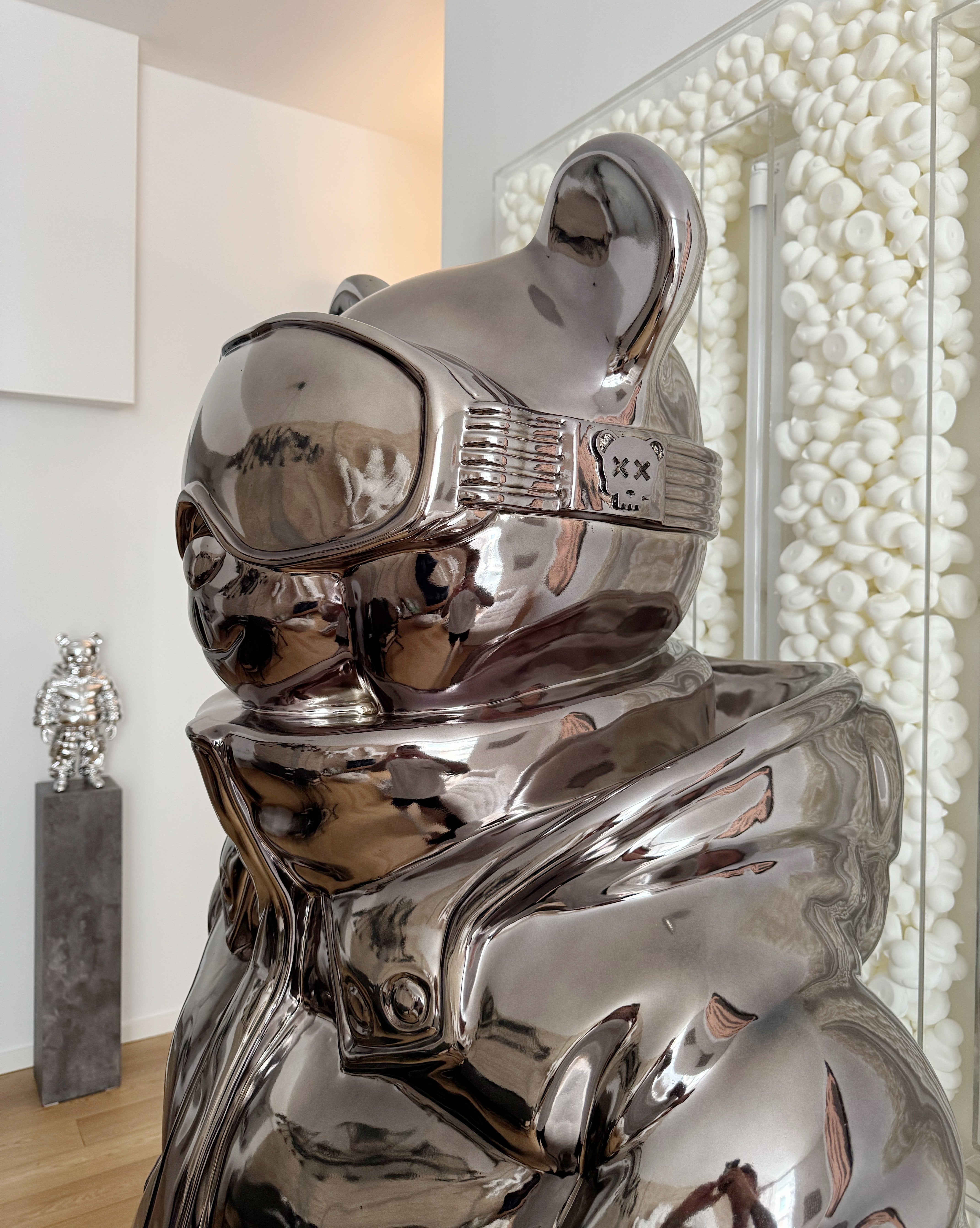 Dark Chrome Astrobear Sculpture, 200cm